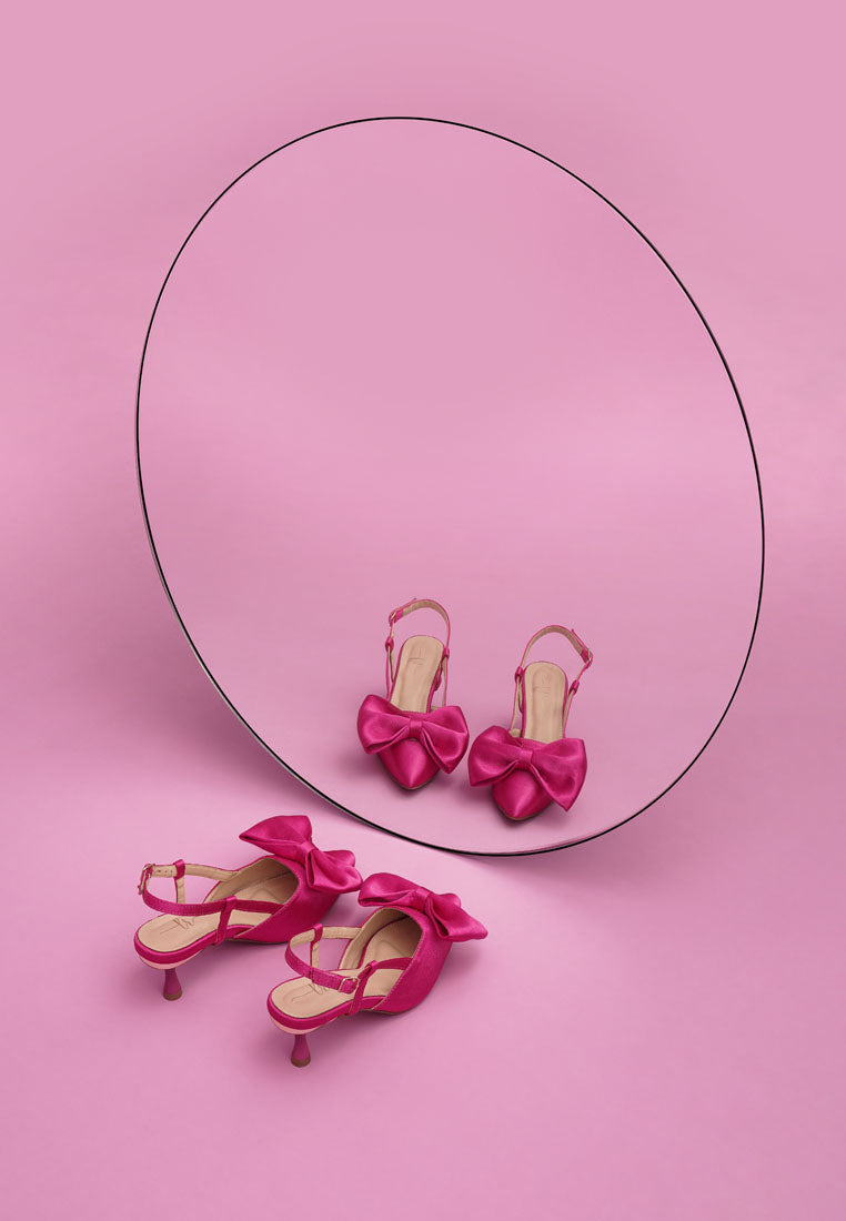 women bow detail slingback sandals#color_fuchsia