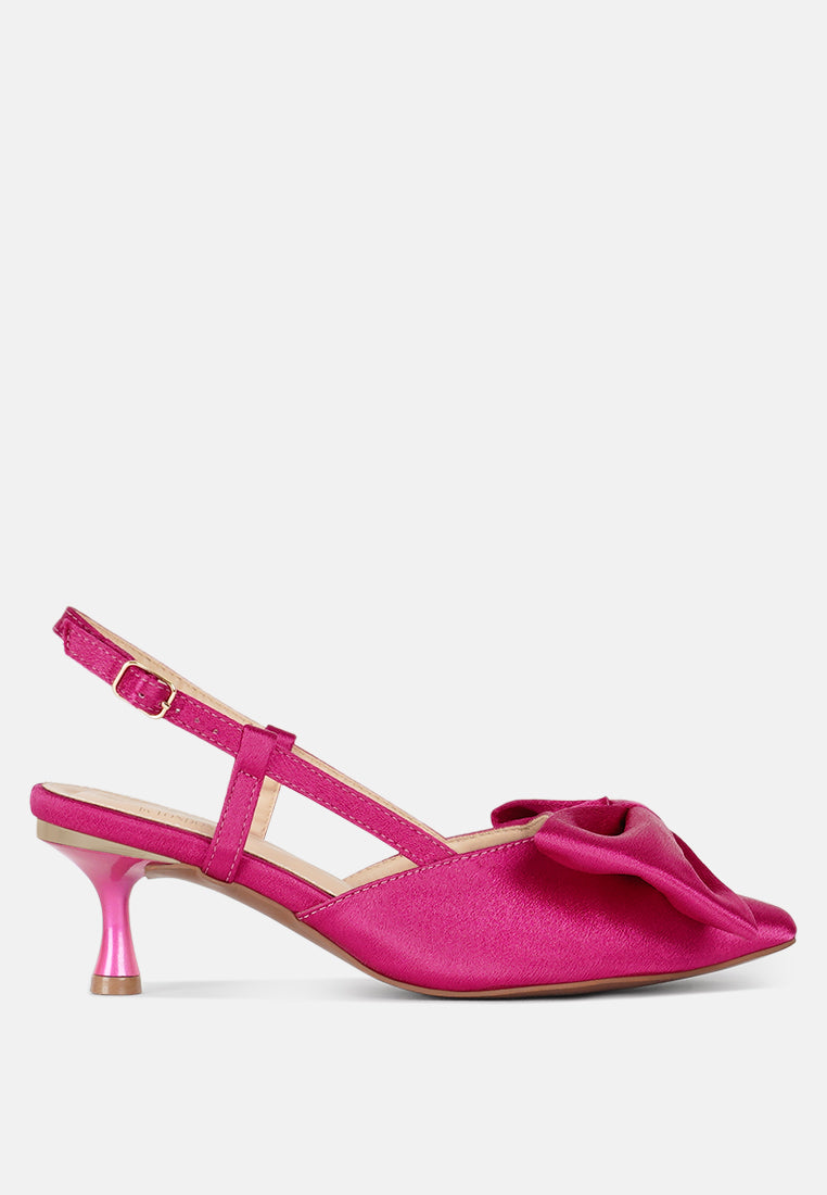 london rag women bow detail slingback sandals#color_fuchsia