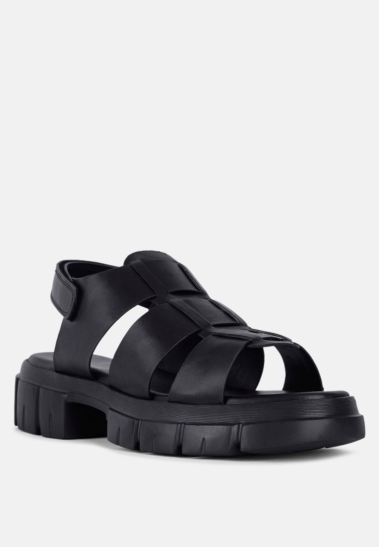 women faux leather strappy sandals#color_black