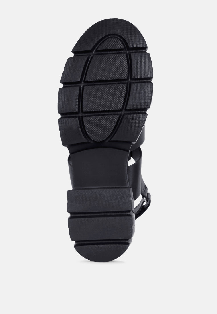 women faux leather strappy sandals#color_black