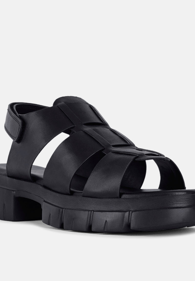 women faux leather strappy sandals#color_black