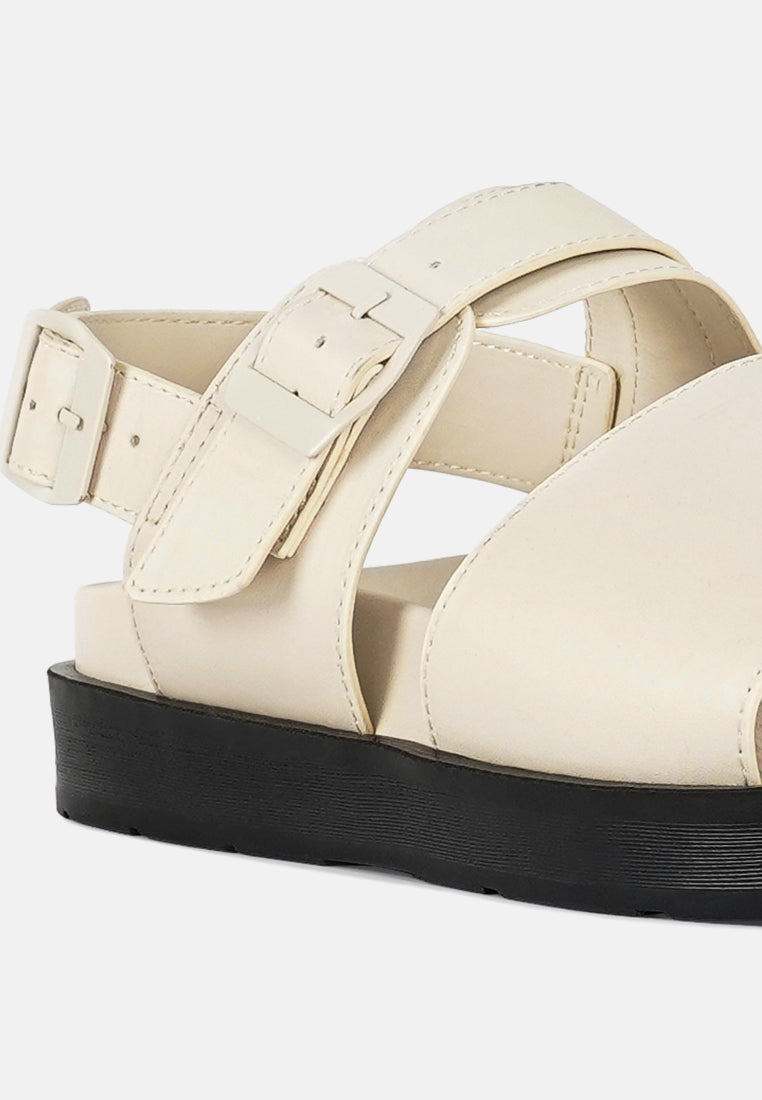 women pin buckle flatform sandals#color_beige