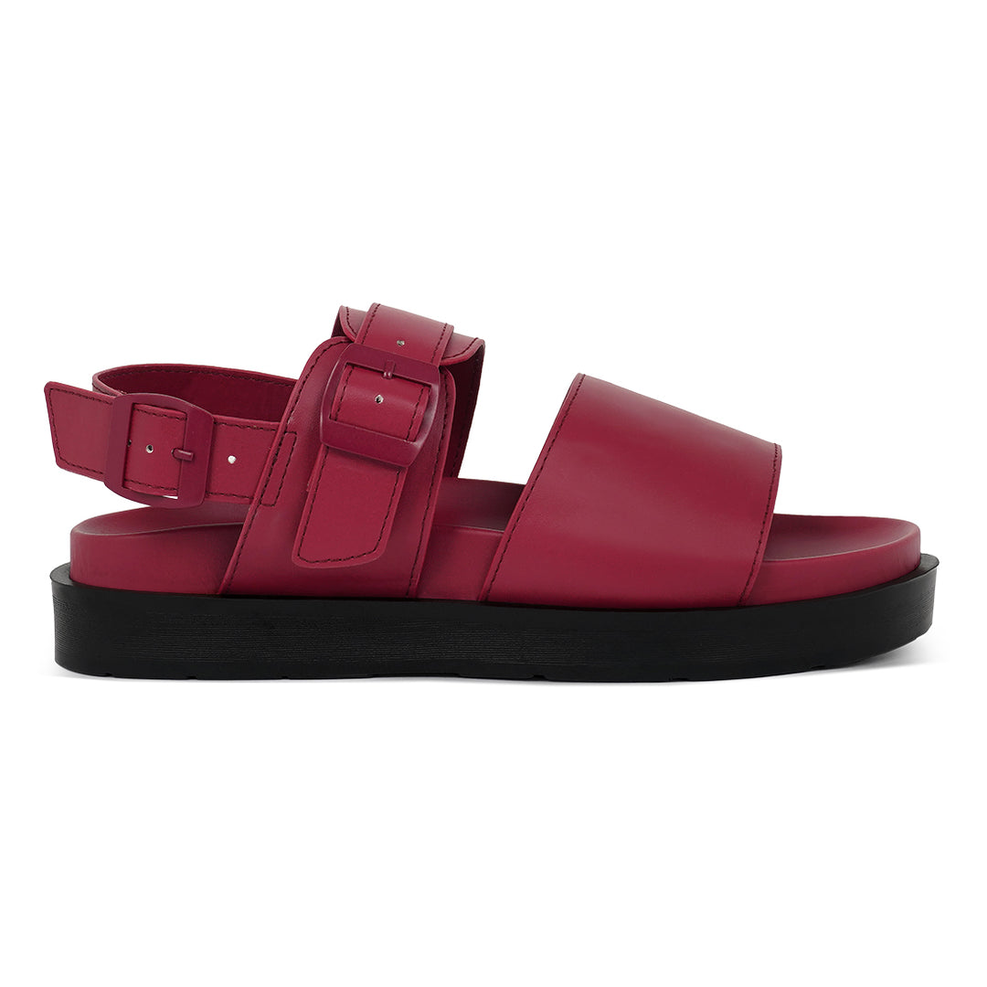 women pin buckle flatform sandals#color_burgundy