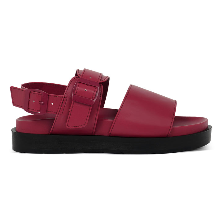 women pin buckle flatform sandals#color_burgundy