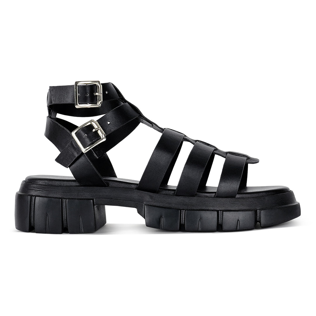 women faux leather gladiator sandals#color_black