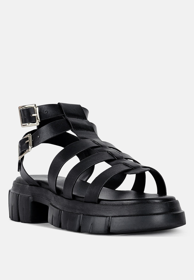 women faux leather gladiator sandals#color_black