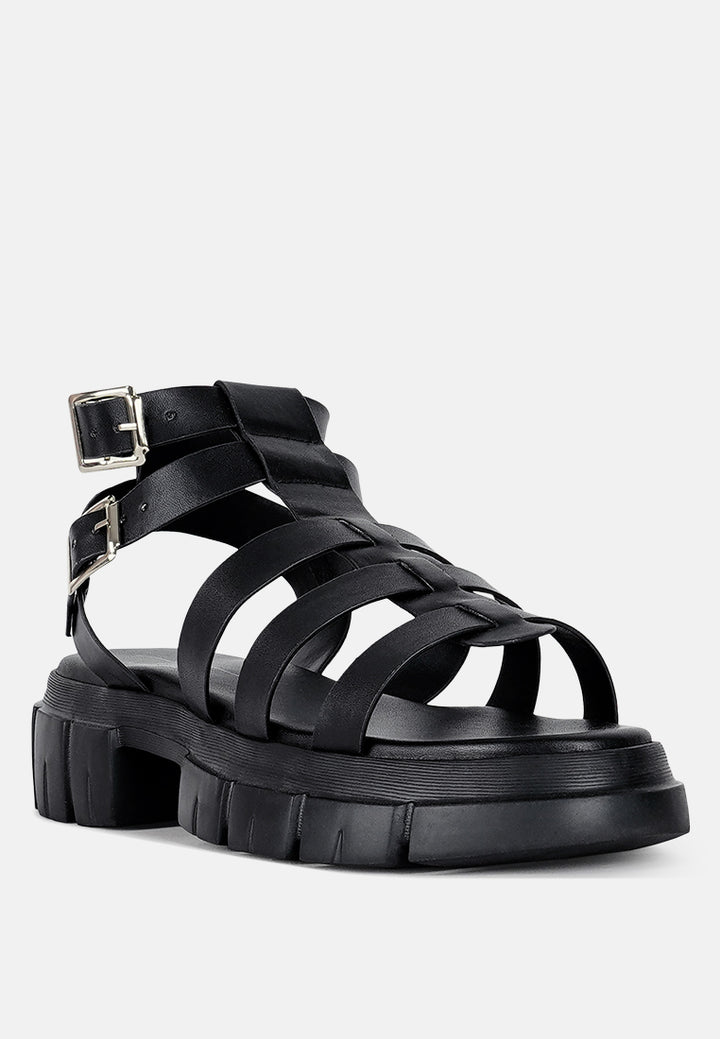 women faux leather gladiator sandals#color_black