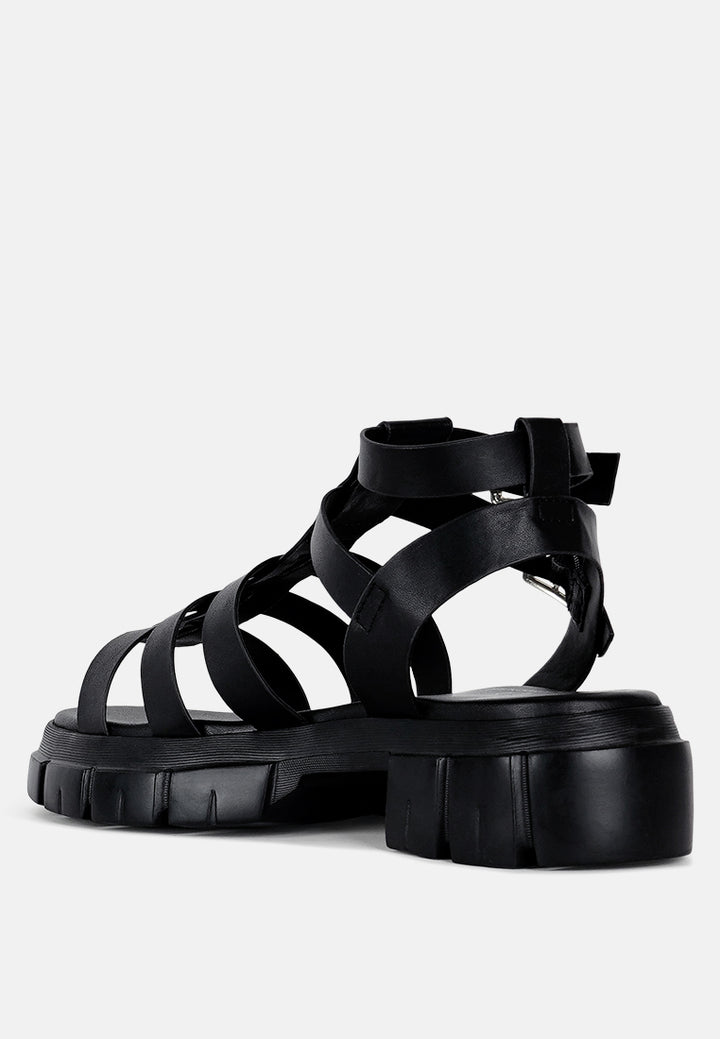 women faux leather gladiator sandals#color_black