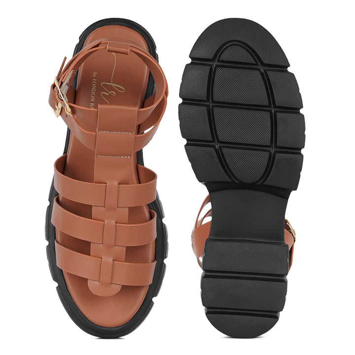 women faux leather gladiator sandals#color_tan