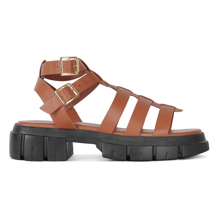 women faux leather gladiator sandals#color_tan