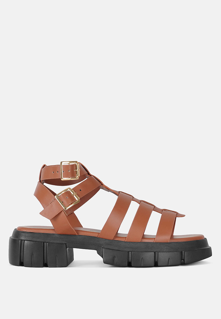 women faux leather gladiator sandals#color_tan