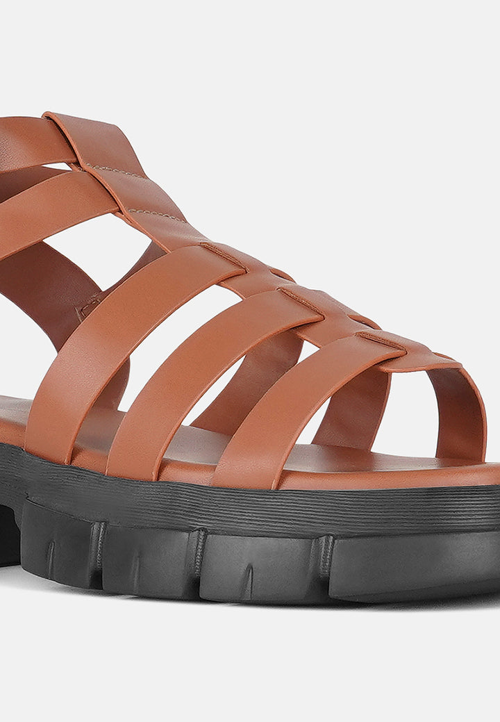 women faux leather gladiator sandals#color_tan