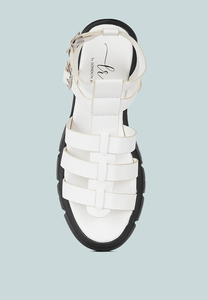 women faux leather gladiator sandals#color_white