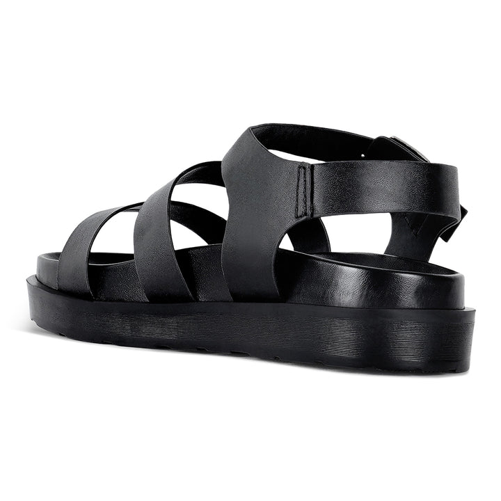women stylish strappy flatform sandals#color_black