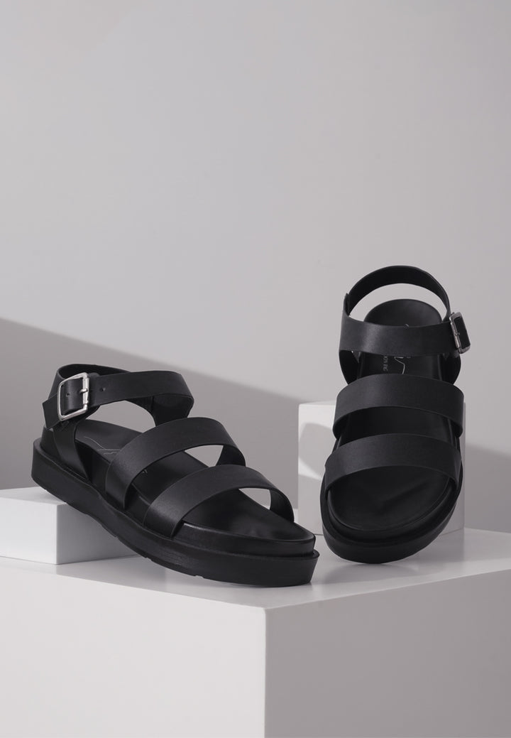 women stylish strappy flatform sandals#color_black