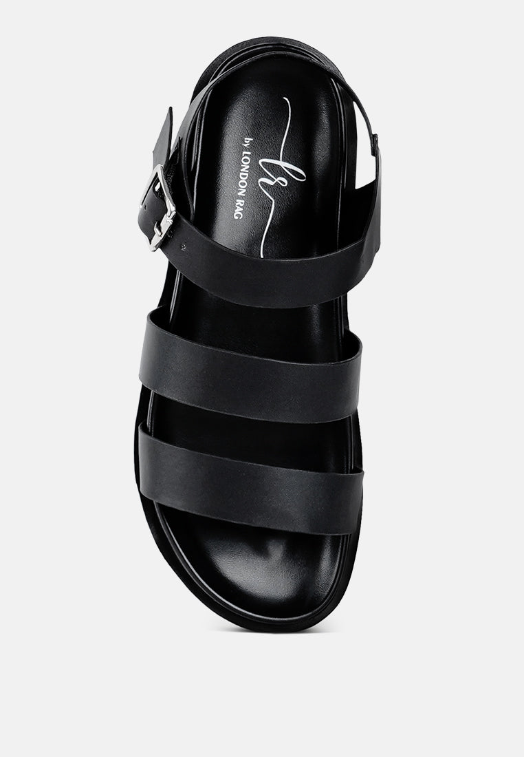 women stylish strappy flatform sandals#color_black