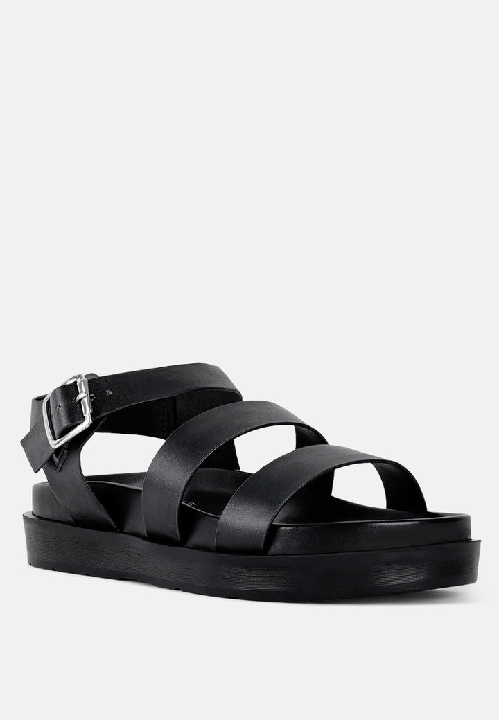 women stylish strappy flatform sandals#color_black