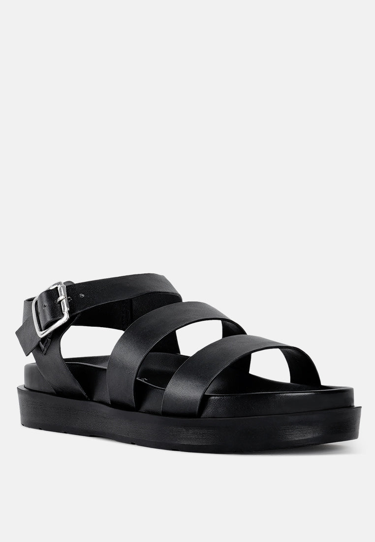 women stylish strappy flatform sandals#color_black
