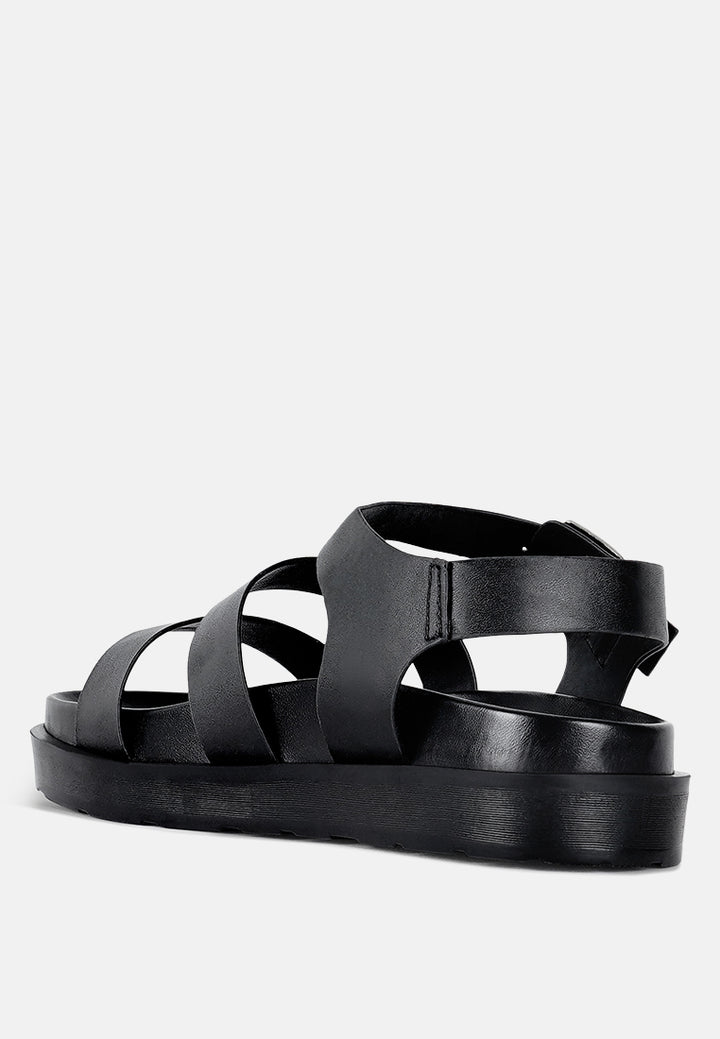 women stylish strappy flatform sandals#color_black