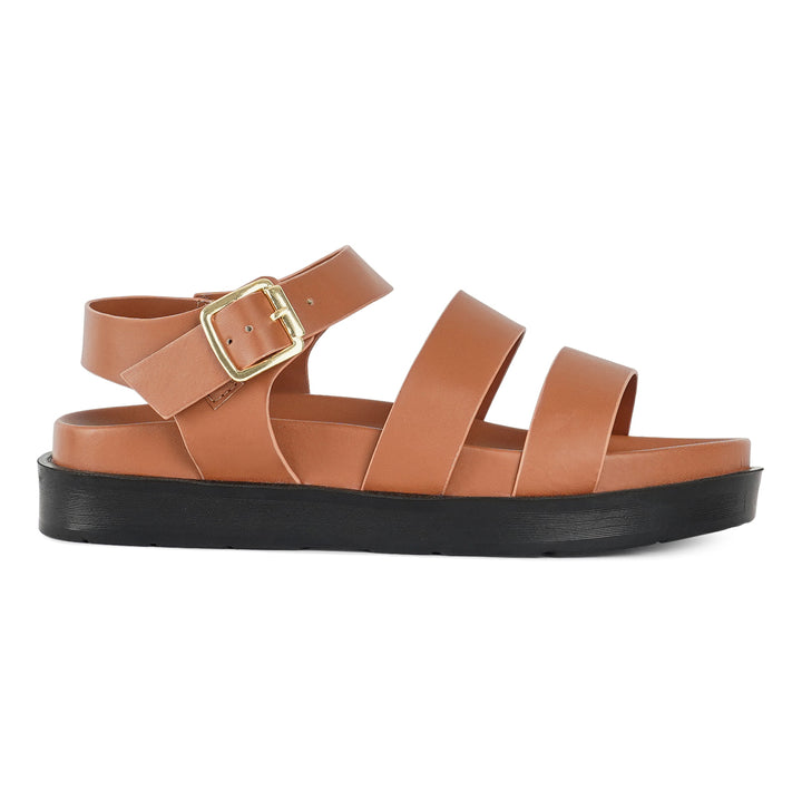 women stylish strappy flatform sandals#color_tan