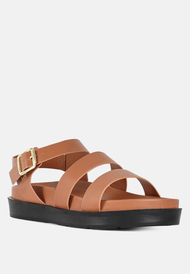 women stylish strappy flatform sandals#color_tan