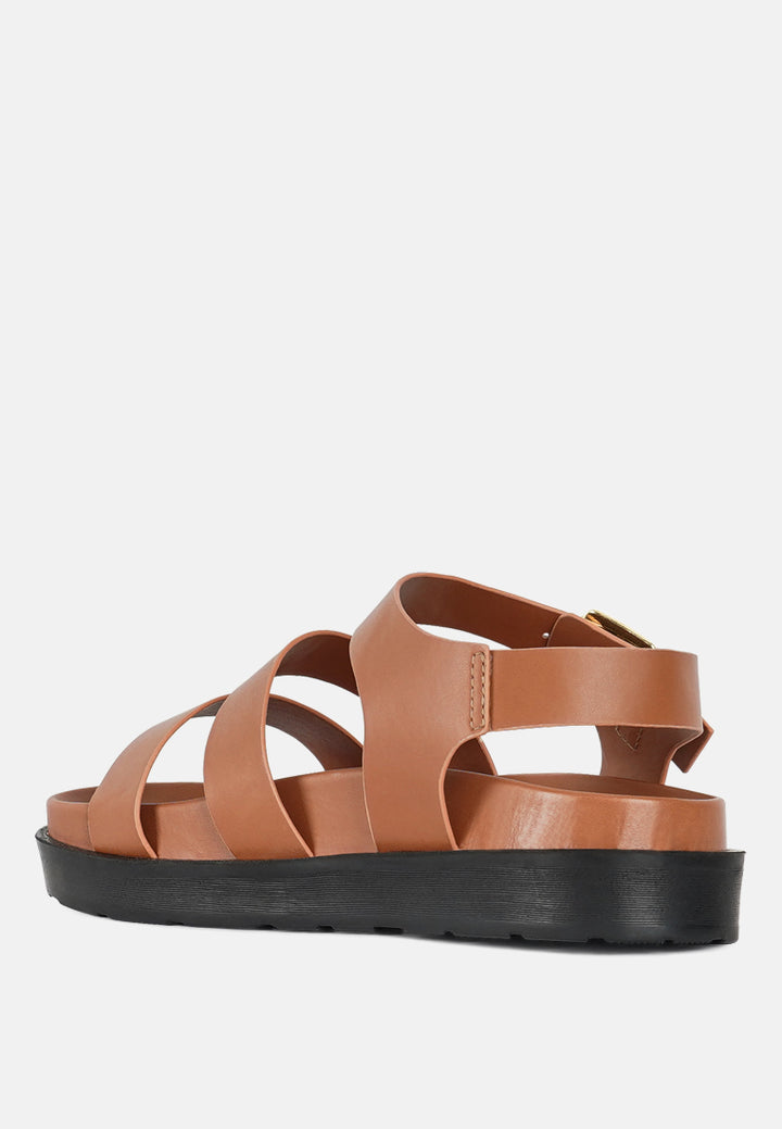 women stylish strappy flatform sandals#color_tan