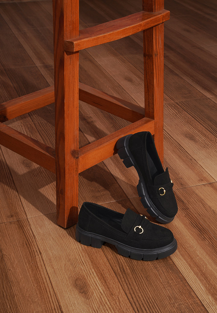 women soft microfiber chunky loafers#color_black