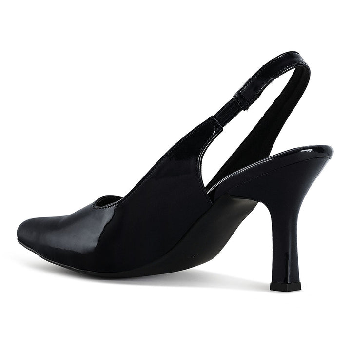 london rag women patent faux leather stiletto heels#color_black