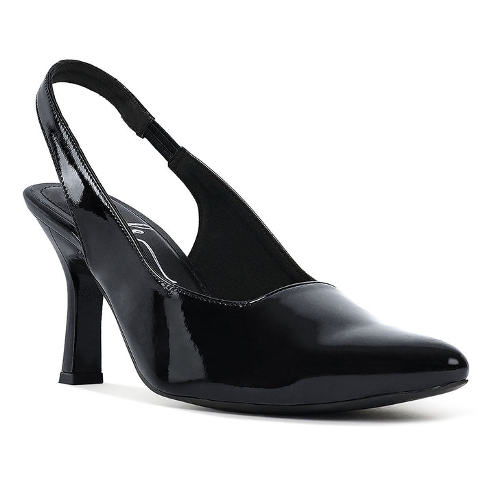 london rag women patent faux leather stiletto heels#color_black