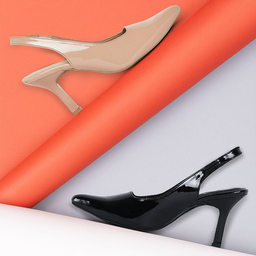 women patent faux leather stiletto heels#color_black