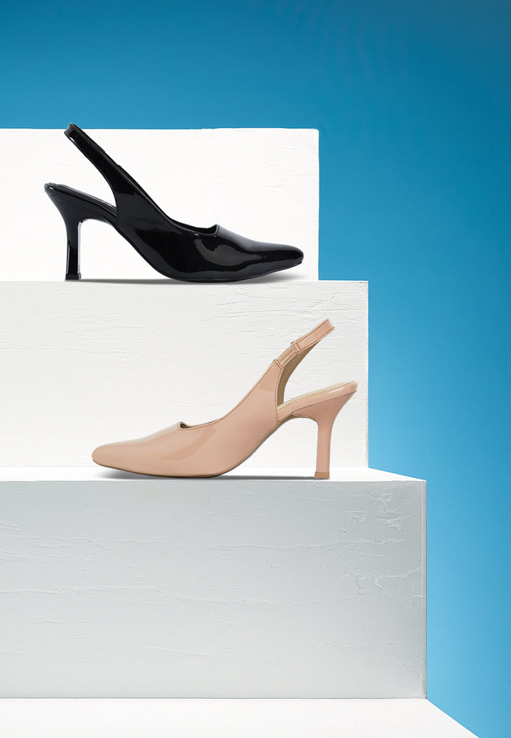 women patent faux leather stiletto heels#color_light-pink