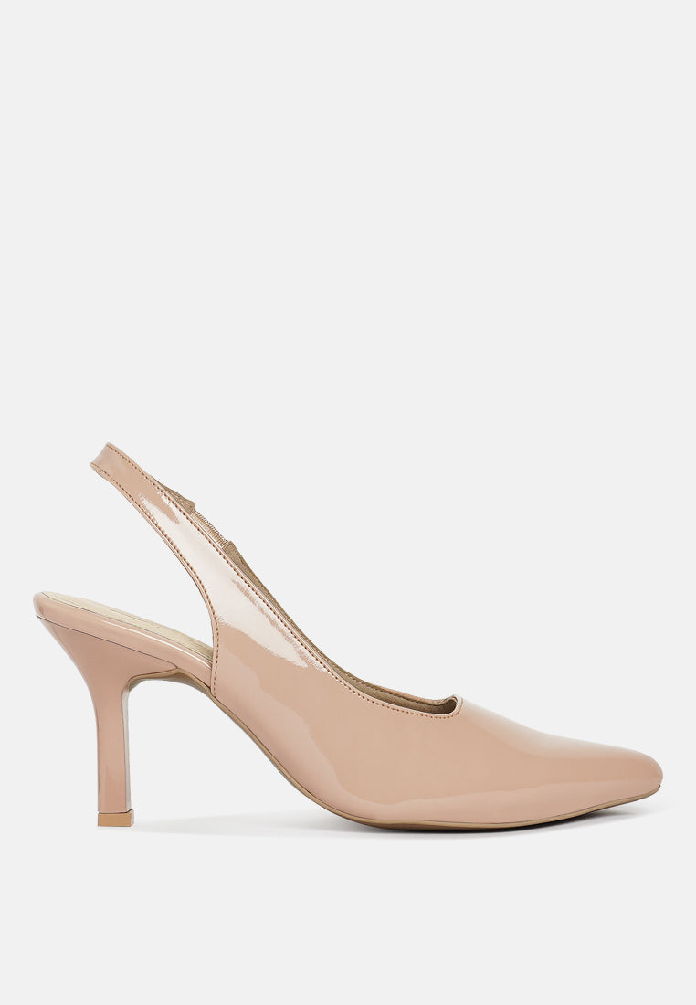 women patent faux leather stiletto heels#color_light-pink