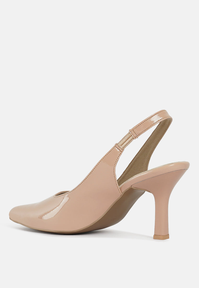 women patent faux leather stiletto heels#color_light-pink