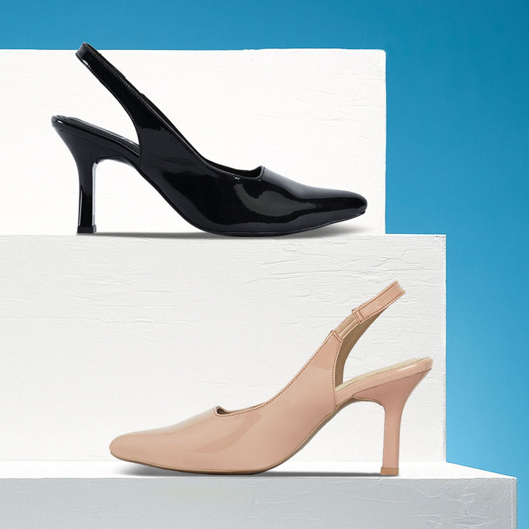 women patent faux leather stiletto heels#color_light-pink