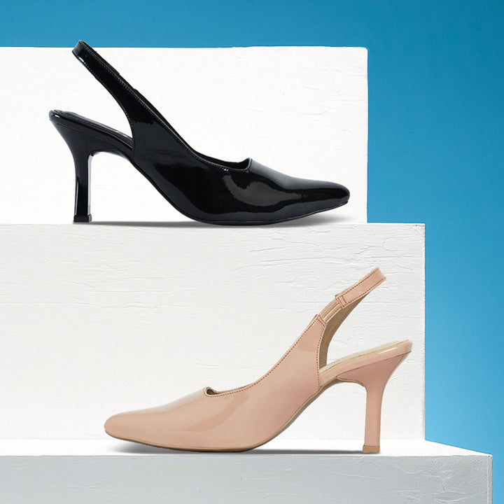 women patent faux leather stiletto heels#color_light-pink