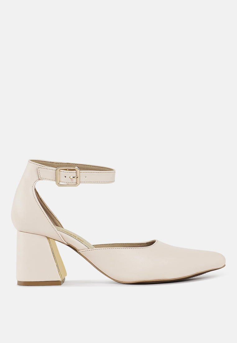 women pointy-toe flared block heels#color_beige