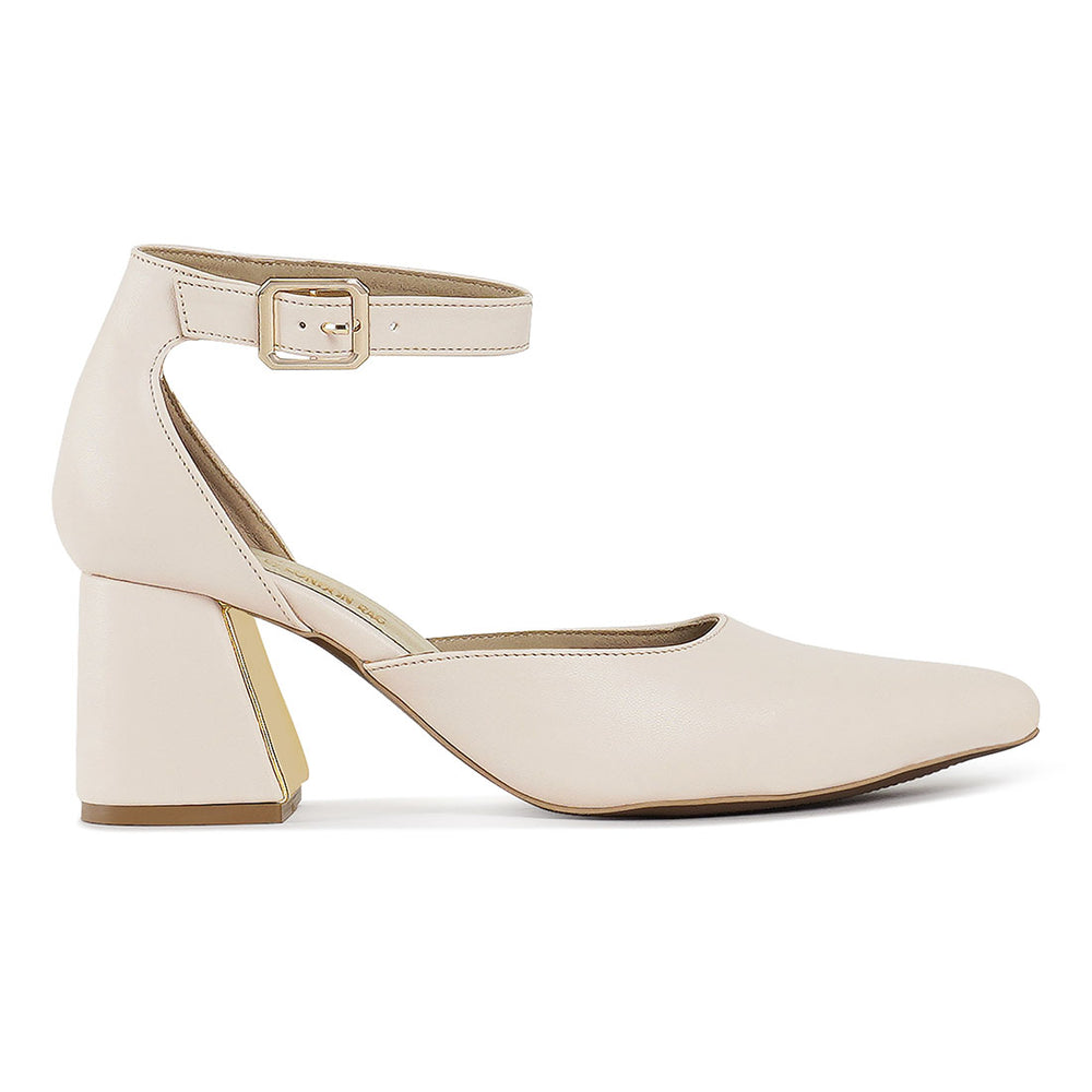 london rag women pointy-toe flared block heels#color_beige