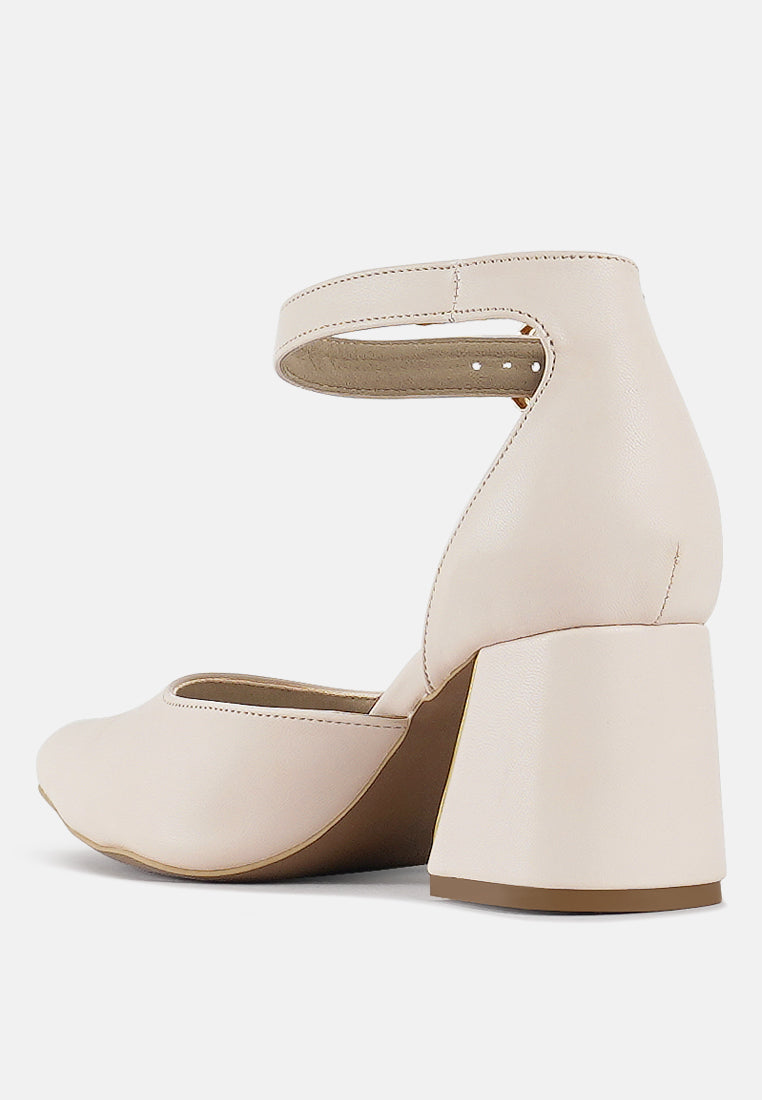 women pointy-toe flared block heels#color_beige