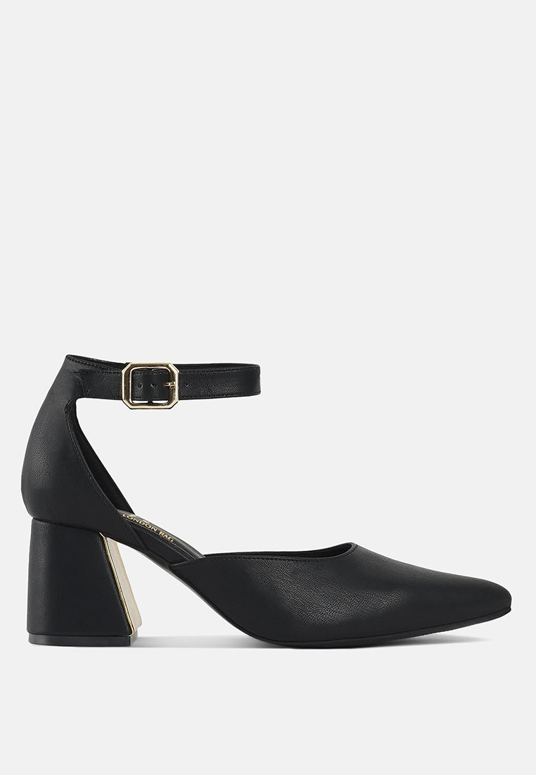 women pointy-toe flared block heels#color_black