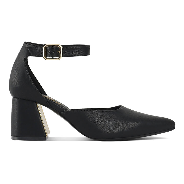 london rag women pointy-toe flared block heels#color_black