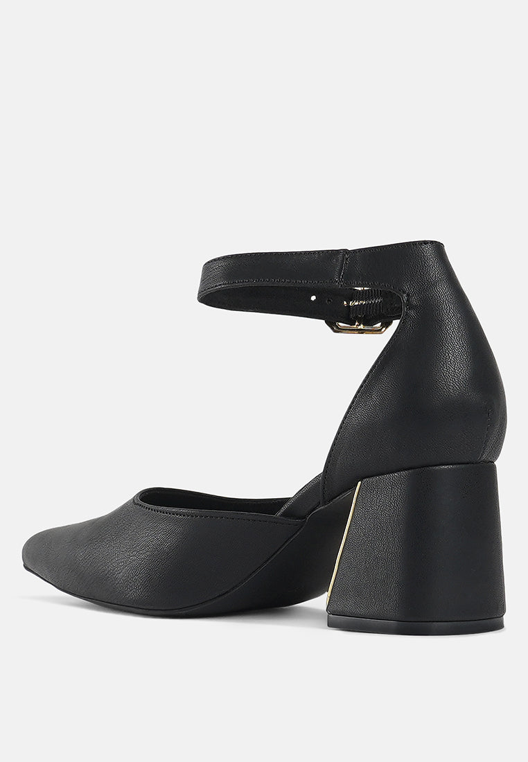 women pointy-toe flared block heels#color_black