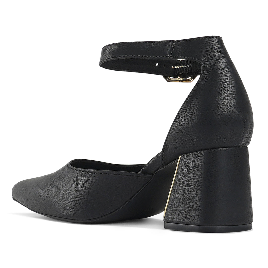 london rag women pointy-toe flared block heels#color_black