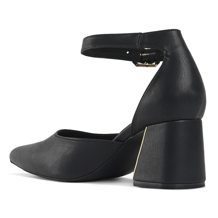 london rag women pointy-toe flared block heels#color_black