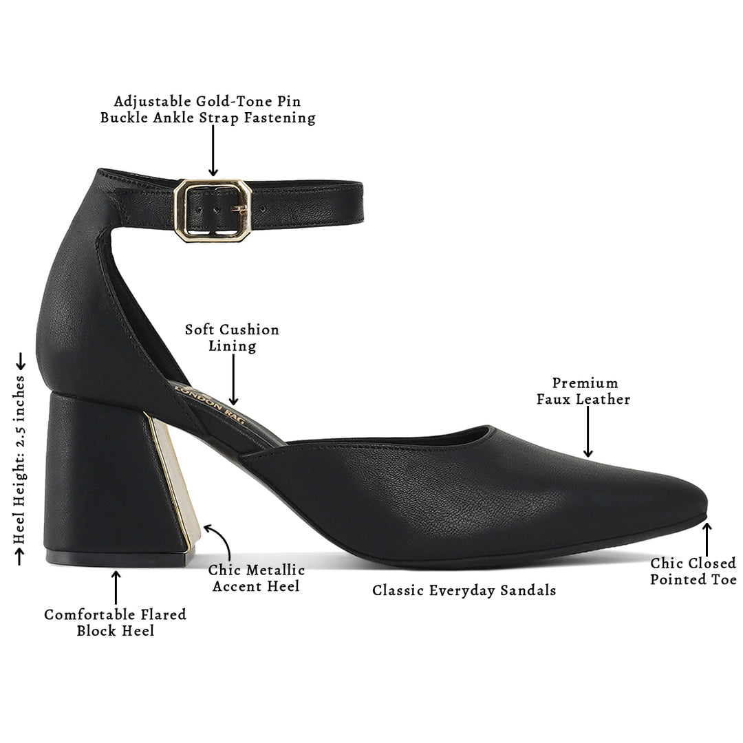 london rag women pointy-toe flared block heels#color_black