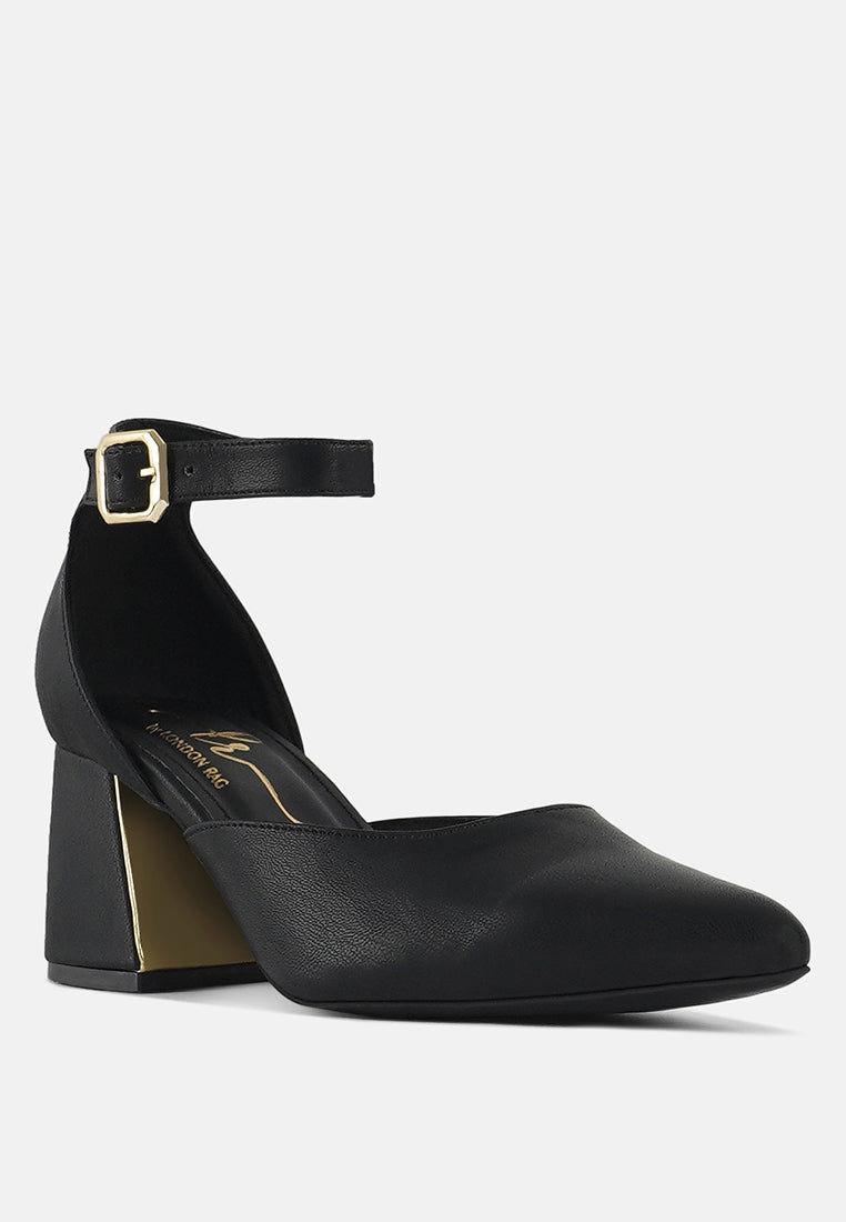 women pointy-toe flared block heels#color_black