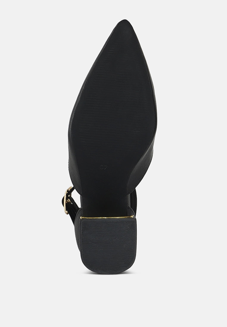 women pointy-toe flared block heels#color_black