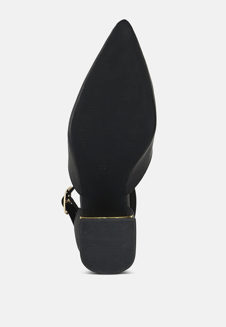 women pointy-toe flared block heels#color_black