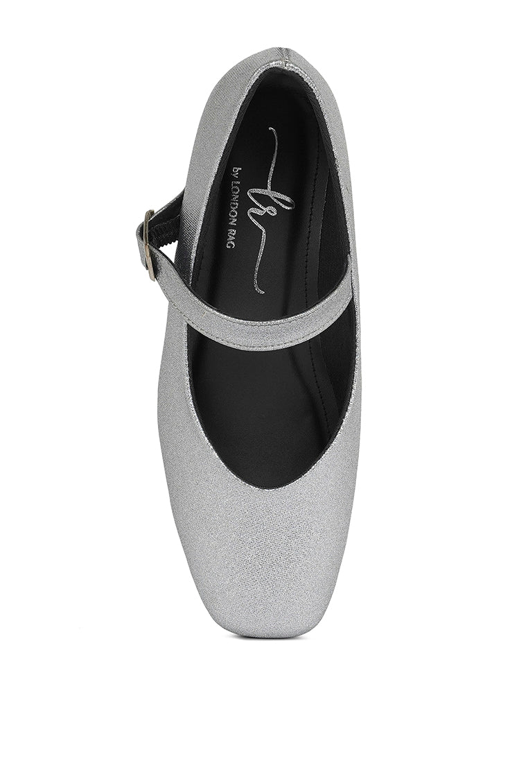 Women Pin Buckle Glitter Flat Ballerina