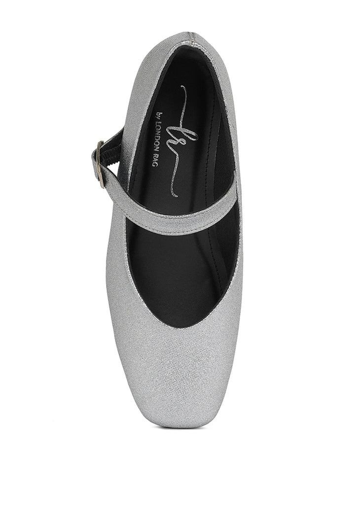 Women Pin Buckle Glitter Flat Ballerina