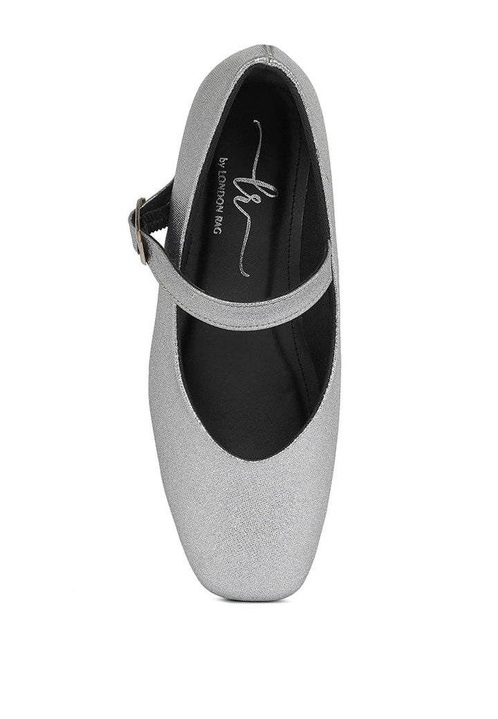 Women Pin Buckle Glitter Flat Ballerina